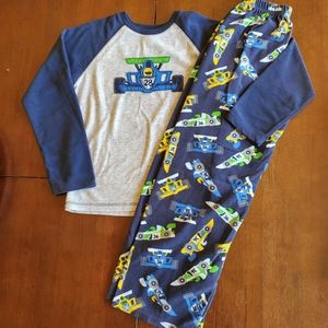 Carter's Fleece Race Car Pajama Set Long Sleeve Top Pants Boys Size 10 Racing PJ